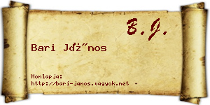Bari János névjegykártya