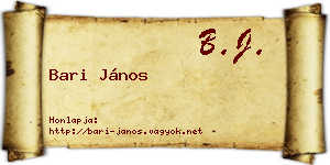 Bari János névjegykártya